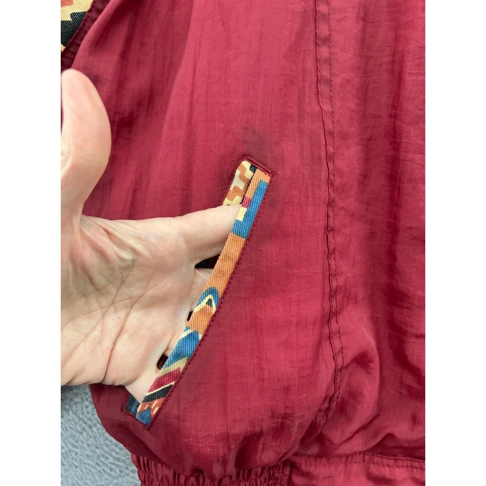 VTG Bovattini Sportswear Jacket Sz L 90s Southwestern Patchwork Bomber Red